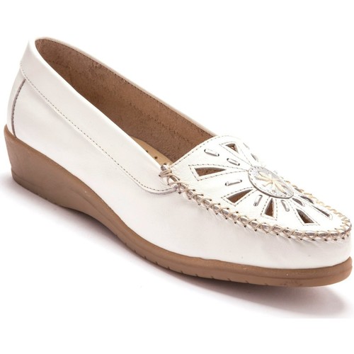 Chaussures Femme Mocassins Pediconfort Mocassin fantaisie ajouré grande largeur Blanc