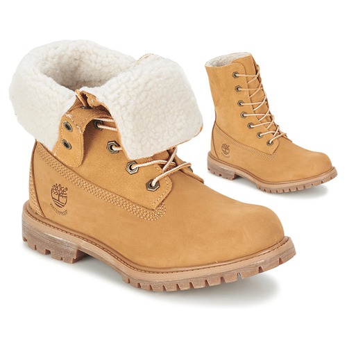 Chaussures Femme Bottines Timberland AUTHENTICS TEDDY FLEECE WP FOLD DOWN Cognac clair