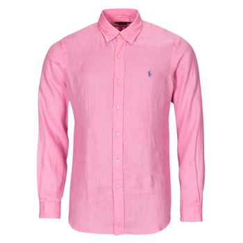 Vêtements Homme Chemises manches longues Polo Ralph Lauren CHEMISE COUPE DROITE EN LIN Rose