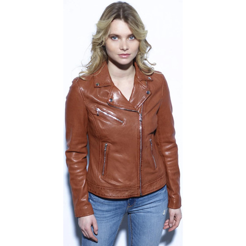 Vêtements Femme Vestes en cuir / synthétiques Rose Garden ELISE LAMB VITA COGNAC Marron