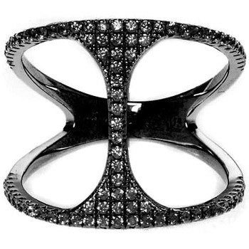 Montres & Bijoux Femme Bijoux Orusbijoux Bague Argent Ronde Double Anneaux Noir Noir