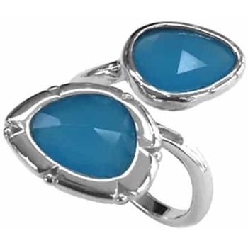 Montres & Bijoux Femme Bijoux Orusbijoux Bague Argent Rhodié Toi Et Moi Ovale Bleue Argenté