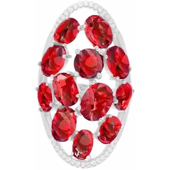 Montres & Bijoux Femme Bijoux Orusbijoux Bague Argent Asymétrique Pierres Rouge Argenté