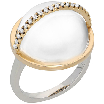 Montres & Bijoux Femme Bijoux Orusbijoux Bague Argent Dorée Sphère Blanche Doré