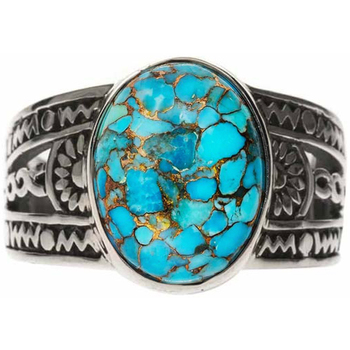 Montres & Bijoux Homme Bijoux Orusbijoux Bague Homme Ethnique Turquoise Argent Argenté