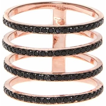 Montres & Bijoux Femme Bijoux Orusbijoux Bague Argent 4 Anneaux Scintillant Rose Et Noir Doré