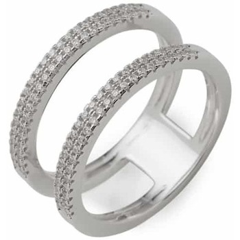 Montres & Bijoux Femme Bijoux Orusbijoux Bague Rhodié Double Anneaux Sertis Argenté