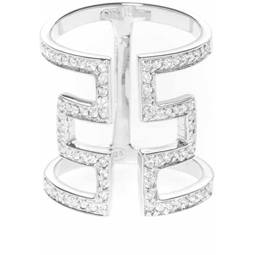 Montres & Bijoux Femme Bijoux Orusbijoux Bague Argent Symétrique Sertie Blanc Argenté