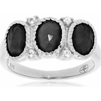 Montres & Bijoux Femme Bijoux Orusbijoux Bague Trilogie Argent Rhodié Spinelle Noir Argenté