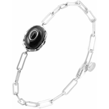 Montres & Bijoux Femme Bracelets Orusbijoux Bracelet Argent Rhodié Clothilde Onyx Noire Argenté