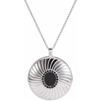 Montres & Bijoux Femme Bijoux Orusbijoux Collier Médaillon Argent Elisabeth Pierre Onyx Noire Argenté