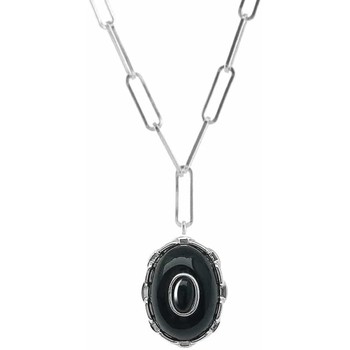 Montres & Bijoux Femme Colliers / Sautoirs Orusbijoux Collier Argent Rhodié Clothilde Onyx Noire Argenté