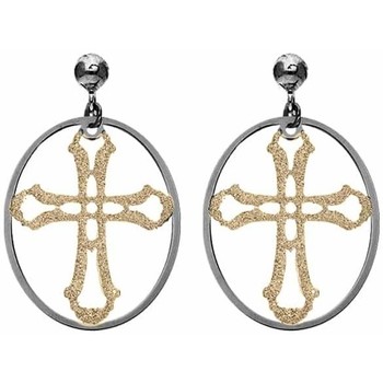 Montres & Bijoux Femme Boucles d'oreilles Orusbijoux Boucles D'oreilles Argent Noir Croix Noir