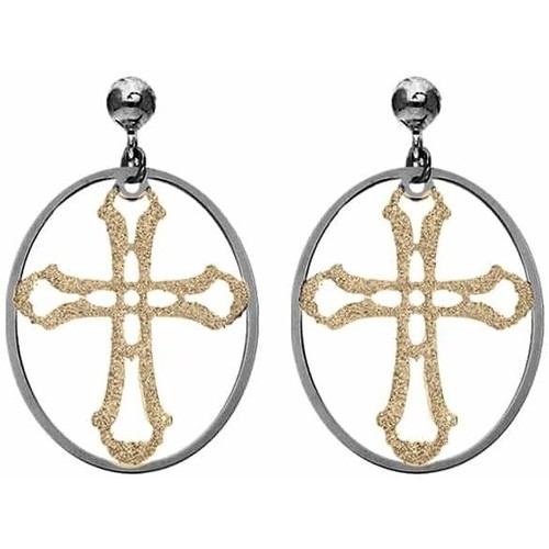 Montres & Bijoux Femme Boucles d'oreilles Orusbijoux Boucles D'oreilles Argent Noir Croix Noir