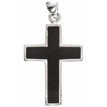 Montres & Bijoux Homme Pendentifs Orusbijoux Pendentif Croix Pierre Onyx Noire Argent Argenté