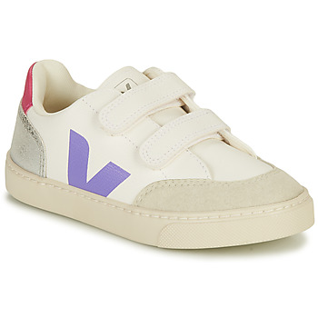 Chaussures Fille Baskets basses Veja SMALL V-12 Blanc / Parme