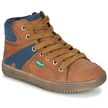 Chaussures Garçon Baskets montantes Kickers LOWELL Camel / Bleu