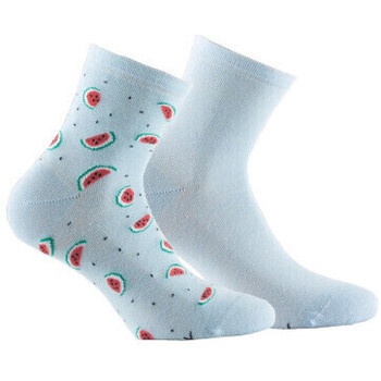 Sous-vêtements Femme Chaussettes Kindy Lot de 2 paires de socquettes en coton motifs pastèques Bleu