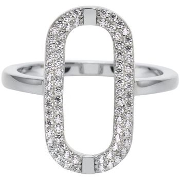 Montres & Bijoux Femme Bijoux Orusbijoux Bague Argent Ovale Sertie De Zirconium Argenté