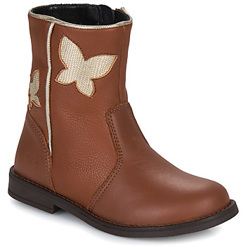 Chaussures Fille Boots Citrouille et Compagnie HORELI Cognac / Or