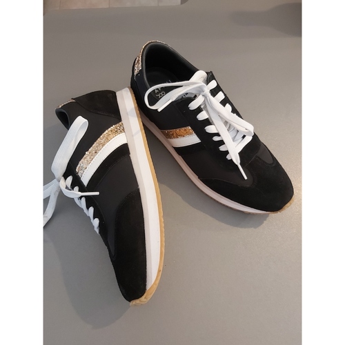 Chaussures Femme Baskets basses Serafini Baskets noires blanches et or Noir