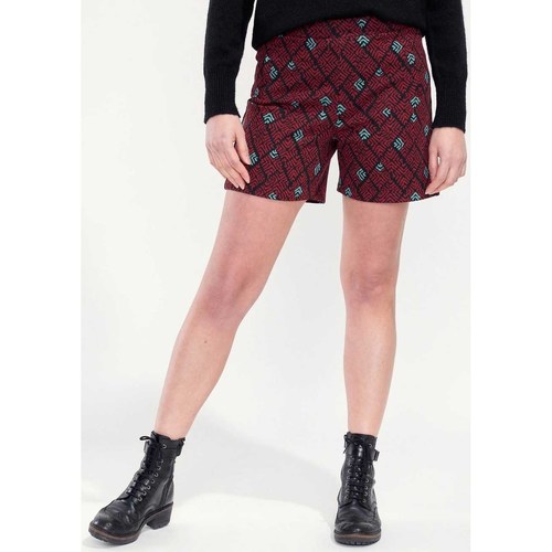 Vêtements Femme Shorts / Bermudas La Fiancee Du Mekong Short maille elastiqué imprimé SHAKTI Rouge