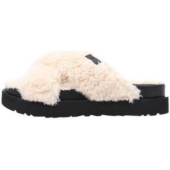 Chaussures Femme Chaussons UGG FUZZ SUGAR CROSS SLIDE Beige