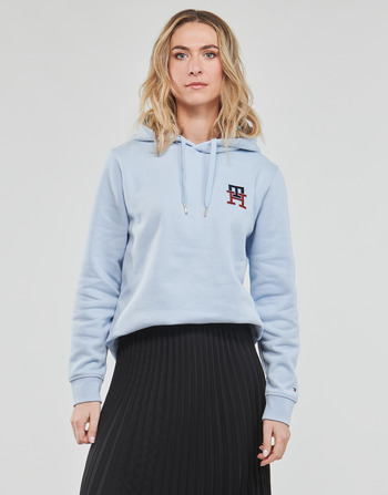 Vêtements Femme Sweats Tommy Hilfiger REG MONOGRAM EMB HOODIE Bleu ciel