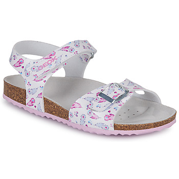 Chaussures Fille Sandales et Nu-pieds Geox J ADRIEL GIRL Blanc / Argenté