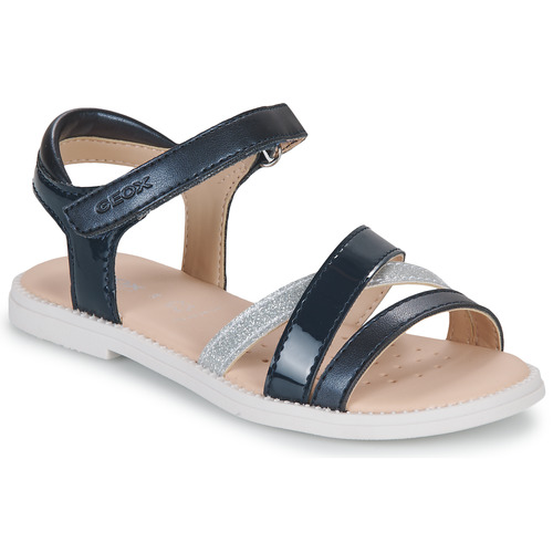 Chaussures Fille Sandales et Nu-pieds Geox J SANDAL KARLY GIRL Marine / Argenté