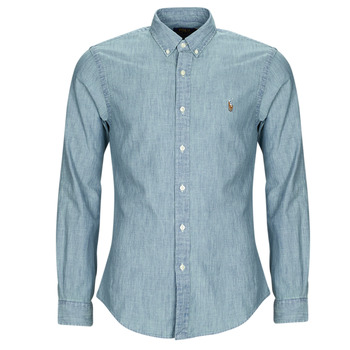 Vêtements Homme Chemises manches longues Polo Ralph Lauren CHEMISE COUPE SLIM EN DENIM Bleu clair