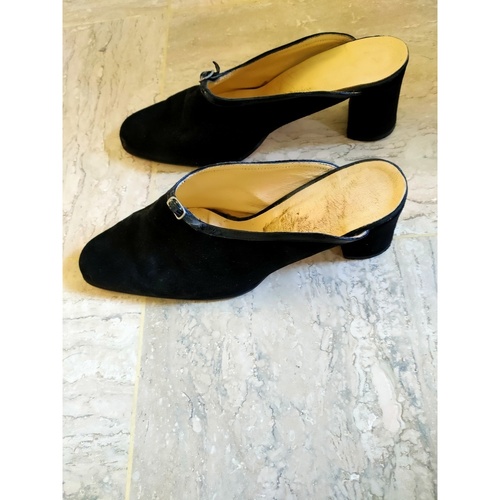 Chaussures Femme Mules Sans marque Mules en cuir de veau retourné noir Noir