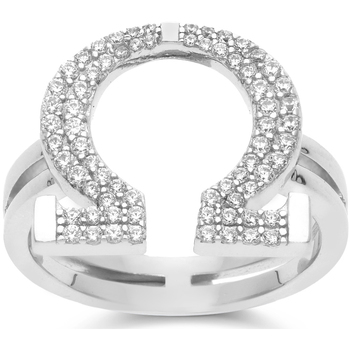 Montres & Bijoux Femme Bijoux Orusbijoux Bague En Argent Rhodié Omega Serti De Pierres Blanches Argenté