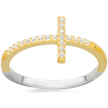 Montres & Bijoux Femme Bijoux Orusbijoux Bague Argent Croix Pavée Doré Argenté