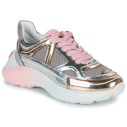 Chaussures Femme Baskets basses Love Moschino SUPERHEART Rose doré / Argent / Rose