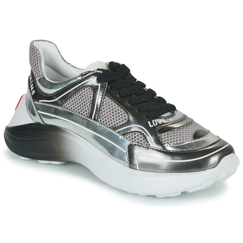 Chaussures Femme Baskets basses Love Moschino SUPERHEART Noir / Blanc / Argent