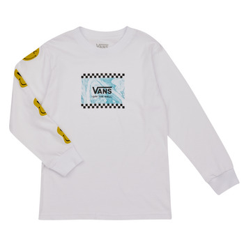 Vêtements Garçon T-shirts manches longues Vans MARBLE LS Blanc