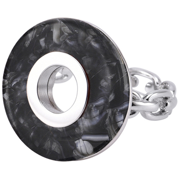 Montres & Bijoux Femme Bijoux Orusbijoux Bague En Argent Cercle Acétate Noire Argenté