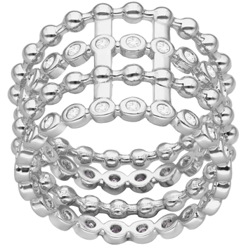 Montres & Bijoux Femme Bagues Orusbijoux Bague Argentée Multi Anneaux De Cercles Sertis Argenté