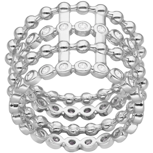 Montres & Bijoux Femme Bagues Orusbijoux Bague Argentée Multi Anneaux De Cercles Sertis Argenté