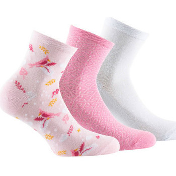 Sous-vêtements Femme Chaussettes Kindy Lot de 3 paires socquettes en coton assorties Rose