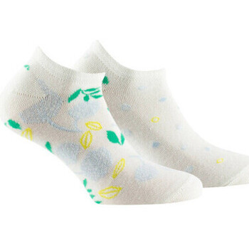 Sous-vêtements Femme Chaussettes Kindy Lot de 2 paires d'invisibles en coton Fleurs et Pois Beige