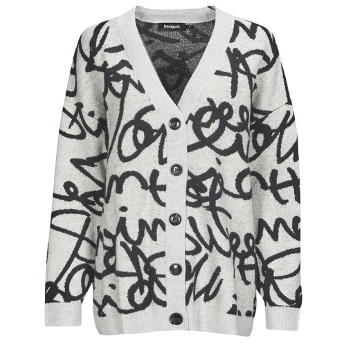 Vêtements Femme Gilets / Cardigans Desigual LETTERING Gris / Noir