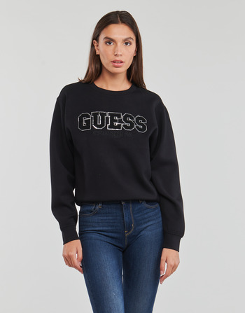 Vêtements Femme Sweats Guess CN EMBELLISHED LOGO Noir