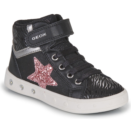 Chaussures Fille Baskets montantes Geox J SKYLIN GIRL G Noir / Rose