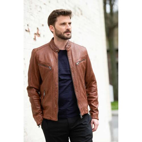 Vêtements Homme Vestes en cuir / synthétiques Cityzen ANTALYA COGNAC Marron