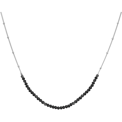 Montres & Bijoux Femme Colliers / Sautoirs Orusbijoux Collier Chaîne Argent Avec Pierres Spinelle Noir Argenté