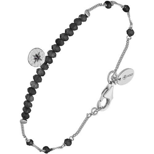 Montres & Bijoux Femme Bracelets Orusbijoux Bracelet Chaîne Argent Avec Pierres Spinelle Noir Et Argenté