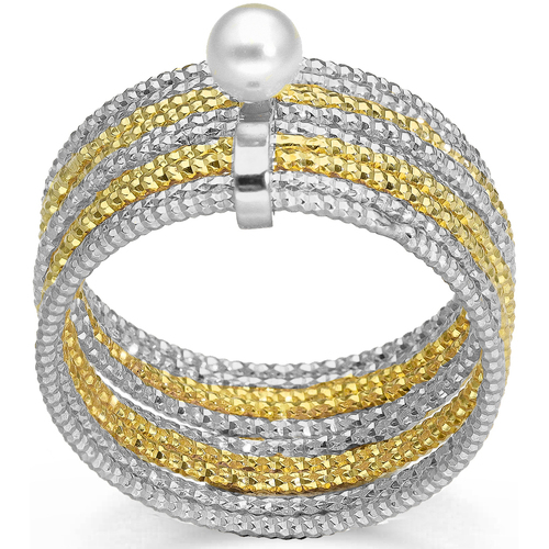 Montres & Bijoux Femme Bijoux Orusbijoux Bague En Argent Rhodié Et Doré Bicolore Multi Cercles Avec Argenté