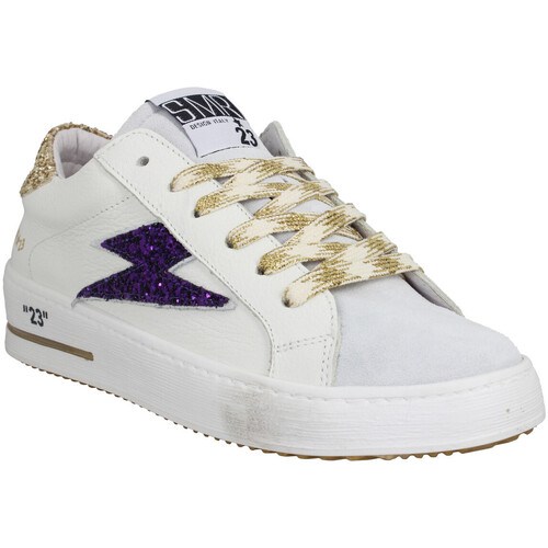 Chaussures Femme Baskets mode Semerdjian Maya Cuir Glitter Femme Blanc Violet Blanc